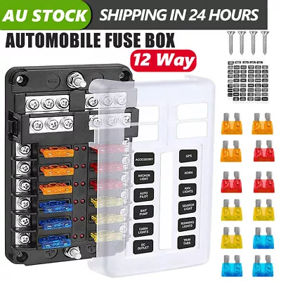 12 Way Blade Fuse Box Block 12V 32V Holder LED Indicator Car Auto Boat Marine AU • $20.43