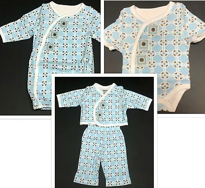 Stephan Baby Infant Sets 100% Cotton Blue Gowns Pant Sets Preemie 4-6 Lbs • $7.89