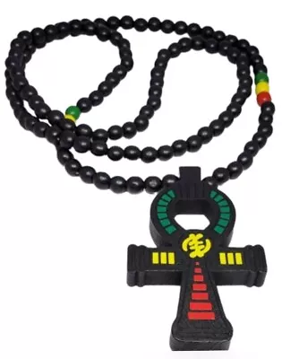 Wooden Ankh Rasta Beads • $10