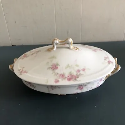 T. Haviland Limoges France Schleiger Oval Soup Tureen Wreath Of Roses Gold Pink • $35