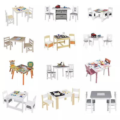 Childrens Table And 2 Chairs Set Kids Learning Activity Table Bedroom Playroom • £71.99