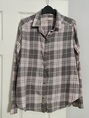£0.99 • Buy Ladies Size Medium Pink And Grey Check Hollister Shirt (Hollister)