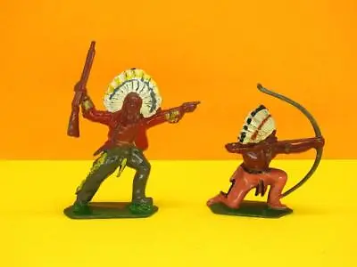 Harvey Vintage 1949 Rare Lead Wild West Series N. American Indians Chief & Brave • £29.99