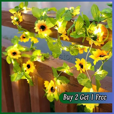 £10.17 • Buy LED Solar Powered Sunflower Fairy String Lights Garden Outdoor Wall Fence Lamp