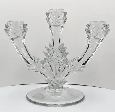 Vintage Crystal Art Deco Style 3 Arm Candelabra Candle Holder EUC Beautiful! • $35.50