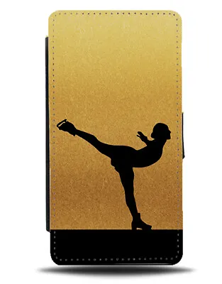 Ice Skating Flip Cover Wallet Phone Case Skates Skater Figure Gold Golden I595 • £19.99