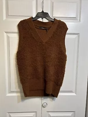 NWT Vero Moda Loopi Sleeveless Sweater Vest Brown Over Size S Small V-neck • $18