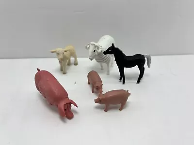 Miniature Farm Animal Toy Cake Topper Lot Pig Sheep Horse • $11.89