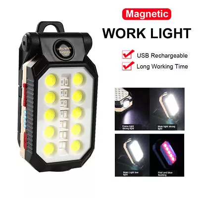 Large LED Work Light COB Inspection Lamp Magnetic Torch USB Rechargeable Car UK • £9.79