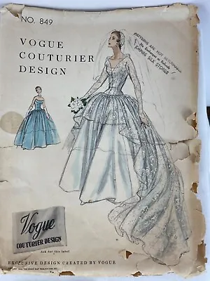 Vntg 1956 Vogue Couturier Design RARE Sewing Pattern Bridal Or Evening Dress UC • $100