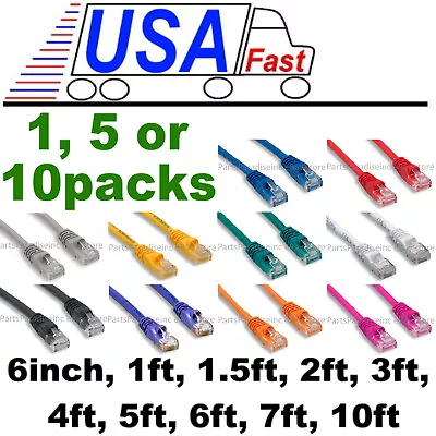 Lot Pack 1/5/10x Cat5e 350MHz Patch Cable 6in 1ft 2ft 3ft 4ft 5ft 6ft 7ft 10ft • $3.75