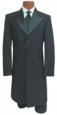 40L Men's Black Avalon Frock Coat Long Western Duster Costume Tuxedo Jacket • $59.99