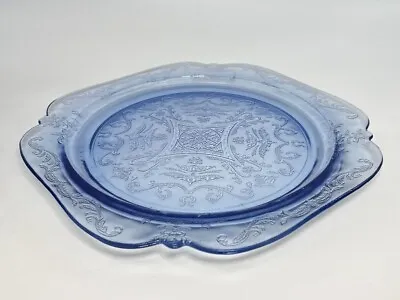 Federal Glass MADRID Pattern BLUE DEPRESSION Glass SQUARE Dinner Plate 10.5  • $19.25