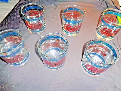 Vintage Pepsi Cola Lowball Glasses Tiffany Style Stained Glass Set Of 6 • $19.99