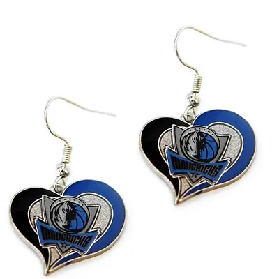 $9.99 • Buy Dallas Mavericks NBA Team Swirl Heart Earrings