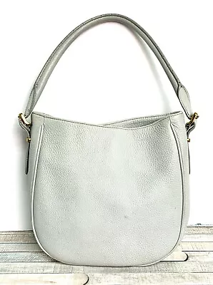 Roomy J.crew Pebbled Gray Genuine Leather Tote Hobo Shoulder Bag Purse Handbag • $55.20