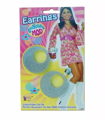 £2.89 • Buy Glitter Mod Earrings 60s 70s Mod Girl Earrings Swirl Costume Jewellery BA1084