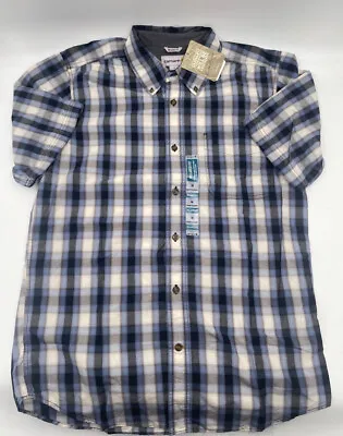 Carhartt Blue Plaid Short Sleeve Button Up Relaxed Fit Shirt Flannel Mens Medium • $14.99