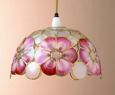 Capiz Shell Ceiling Lampshade Flower Vintage Effect Pendant Light Shade 30cm • £28.98