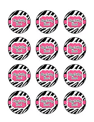 ZEBRA PRINT Edible Cupcake Toppers Frosting Sheet Cookie Image PERSONALIZED! • $12.95