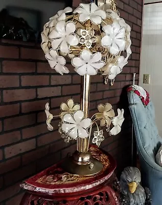 Vintage Lucite Floral Lamp 30  T X 16  W Dimmer Knob Complete  1984 • $329.99