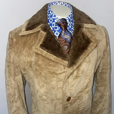Vtg 60s 70s McGregor Coat Pea Trench Jacket Disco Faux Fur Pimp Small MENS 38 • $135.50