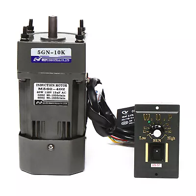 110v 60w Electric Motor Gear Motor With Reducer&speed Controller 10K 135rpm • $69.30