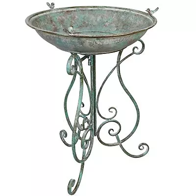 Solution4Patio Vintage Retro Birdbath Large Metal Stand Bird Bath 19.3  Dia ... • $167.94