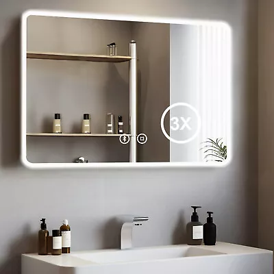 Bathroom LED Mirror Light With Shaver Socket Bluetooth Demister Magnifying Touch • £80.99