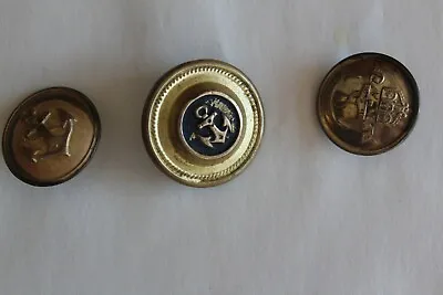 Military (Naval) Brass Buttons Three Different Date Not Known • £5