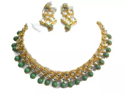 Indian Traditional Kundan Gold Plated Choker Necklace Pearl Bridal Jewelry Set • $15.98