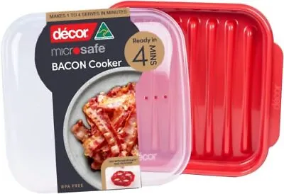 Microwave Bacon Cooker Splatter Proof Crisper Tray With Lid Dishwasher Safe NEW • £11.06