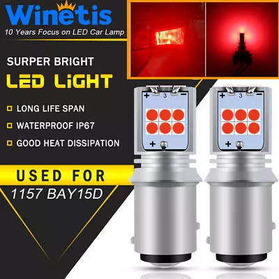 WINETIS RED 7507 1157 15-3030-SMD BAY15D Bright Tail Stop Brake Light LED Bulb • $11.93