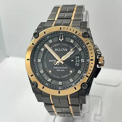 Bulova Precisionist Men's Diamond Two Tone 30ATM 46mm Steel Watch 262khz 98D149 • $325