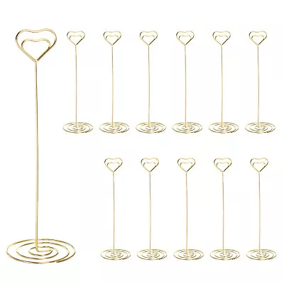 12pcs Table Number Holders 220mm Tall 70mm Base Width Heart Golden • £21.23