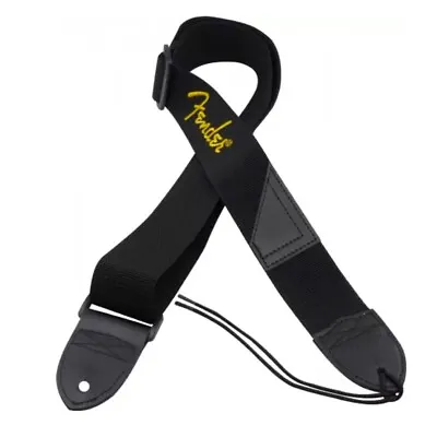 Guitar Strap - Fender 2  Black Yellow Logo P-GSF-4 • $19.70