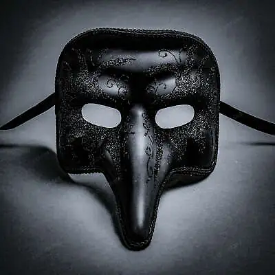 $13.90 • Buy Venetian Plague Doctor Venetian Short Nose Mask With Black Glitter Masquerade