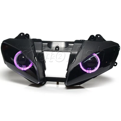$319.99 • Buy Assembled Projector Headlight Purple Halo Rings Fits For Yamaha YZF-R6 2008-2016