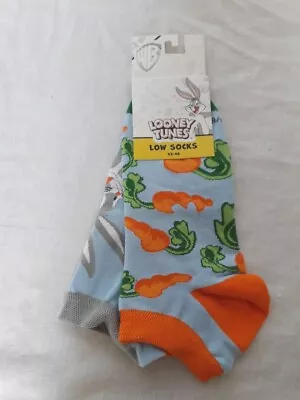 BNWT LOONY TUNES Bugs Bunny Trainer Socks  Blue    Size 9 -12 • £5.79