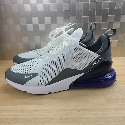 Nike Mens Air Max 270 Sneakers White Blue Silver Size 9 / Womens 10.5 Ah8050-107 • $189.99