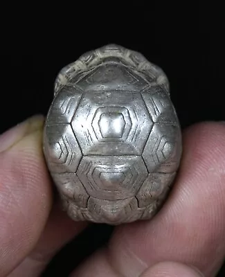 2.9CMOld Chinese Miao Silver Feng Shui Tortoise Turtle Shell Bell Amulet Pendant • $15