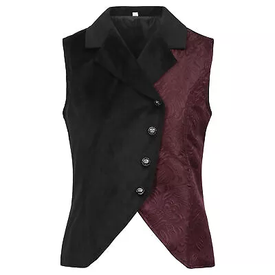 Gothic Steampunk Victorian Cosplay Waistcoat Mens Brocade Tailored Formal • £23.99