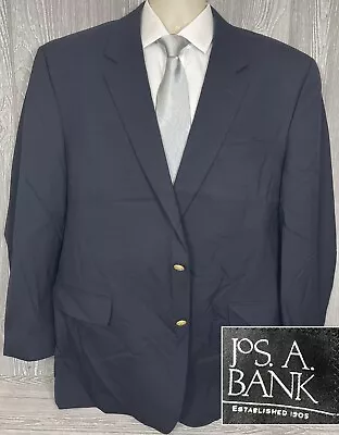 Jos A Bank Mens Navy Wool Gold Button Blazer 48 Long (t12) • $50