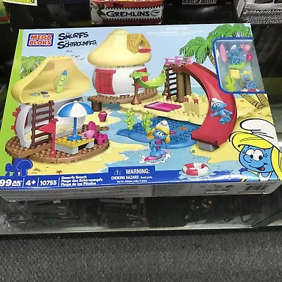 2012 SMURFS BEACH MEGA BLOKS The Smurfs Blocks 99 Pieces #10755 MIB • $64