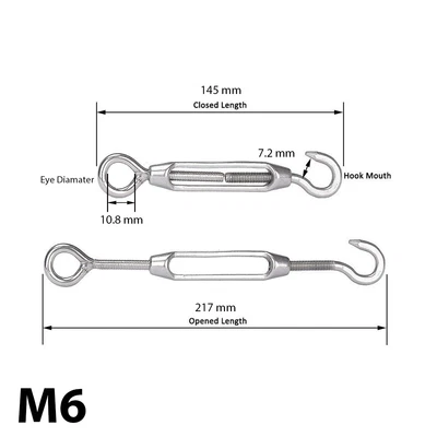 £5.29 • Buy Turnbuckle Wire Tensioner Strainer Stainless Steel Hook And Rope Cable Tension