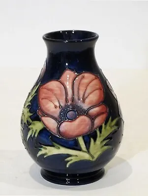 Moorcroft  Anemone On Blue Ground 7/5 Vase Signed By John Moorcroft • $209.17