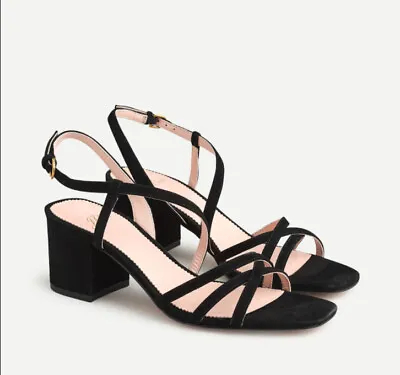 New  J. Crew Women's Size 9 Odette Strappy Sandal Black Suede AN890  • $45