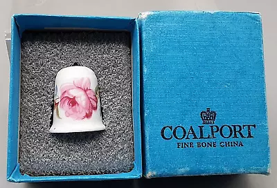 Vintage Coalport Fine Bone China Thimble - Pink Rose Design - England - Boxed • £3.50