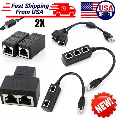 Cable Connector For Rj45 Splitter Adapter 1 To 2 1 To 3 Ways Cat 7 6 5 Lan Ether • $7.29