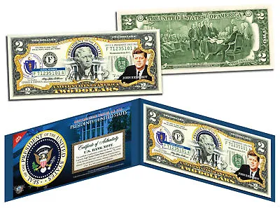 JOHN F KENNEDY * 35th U.S. President * Colorized $2 Bill US Genuine Legal Tender • $15.95